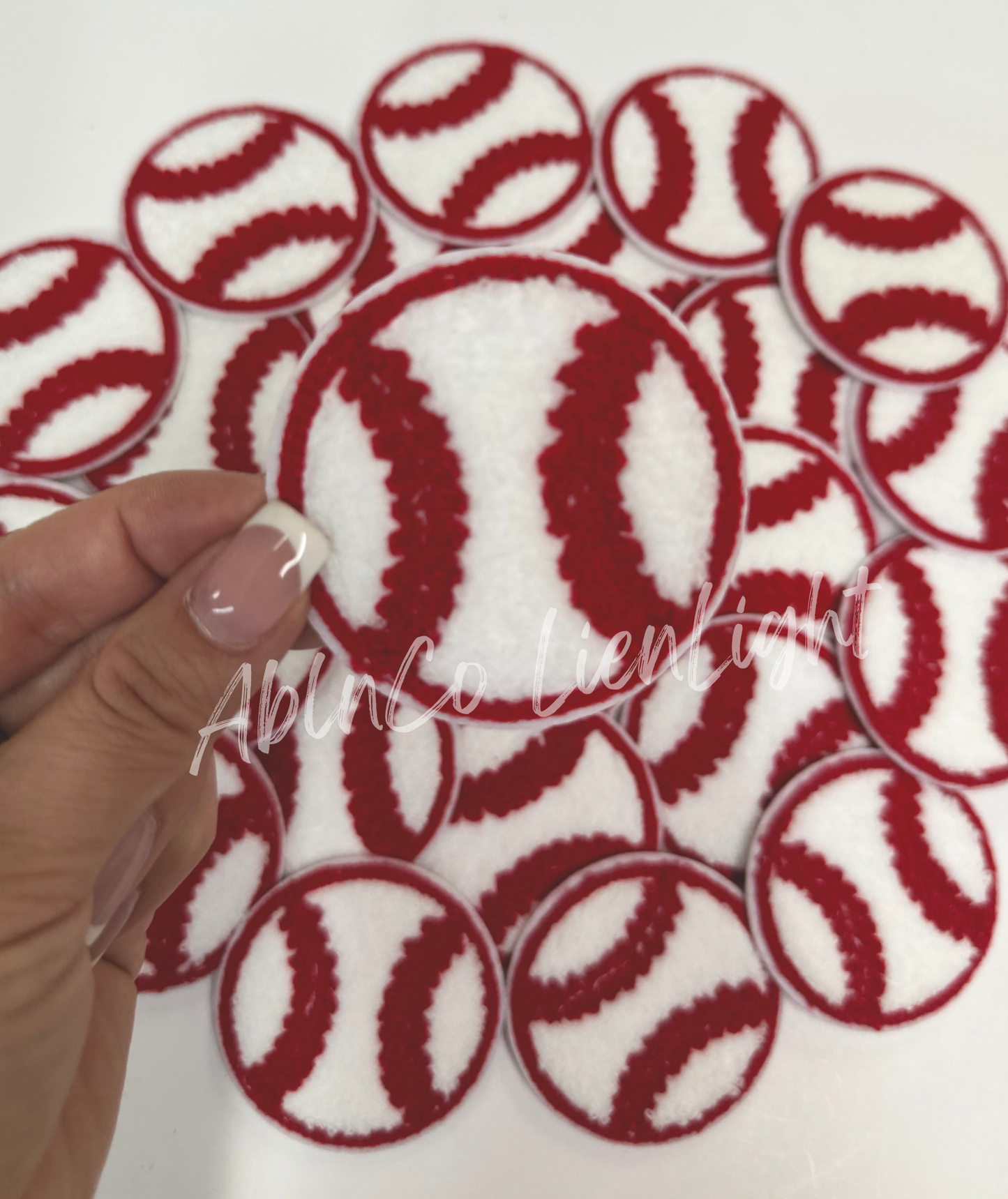 Red Baseball Chenille Embroidery Patch