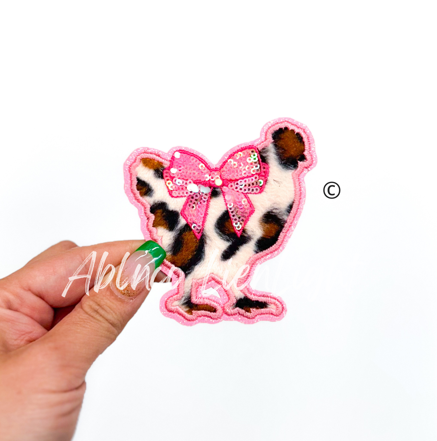 Show Chicken Fuzzy Cheetah Print Sequins Patch