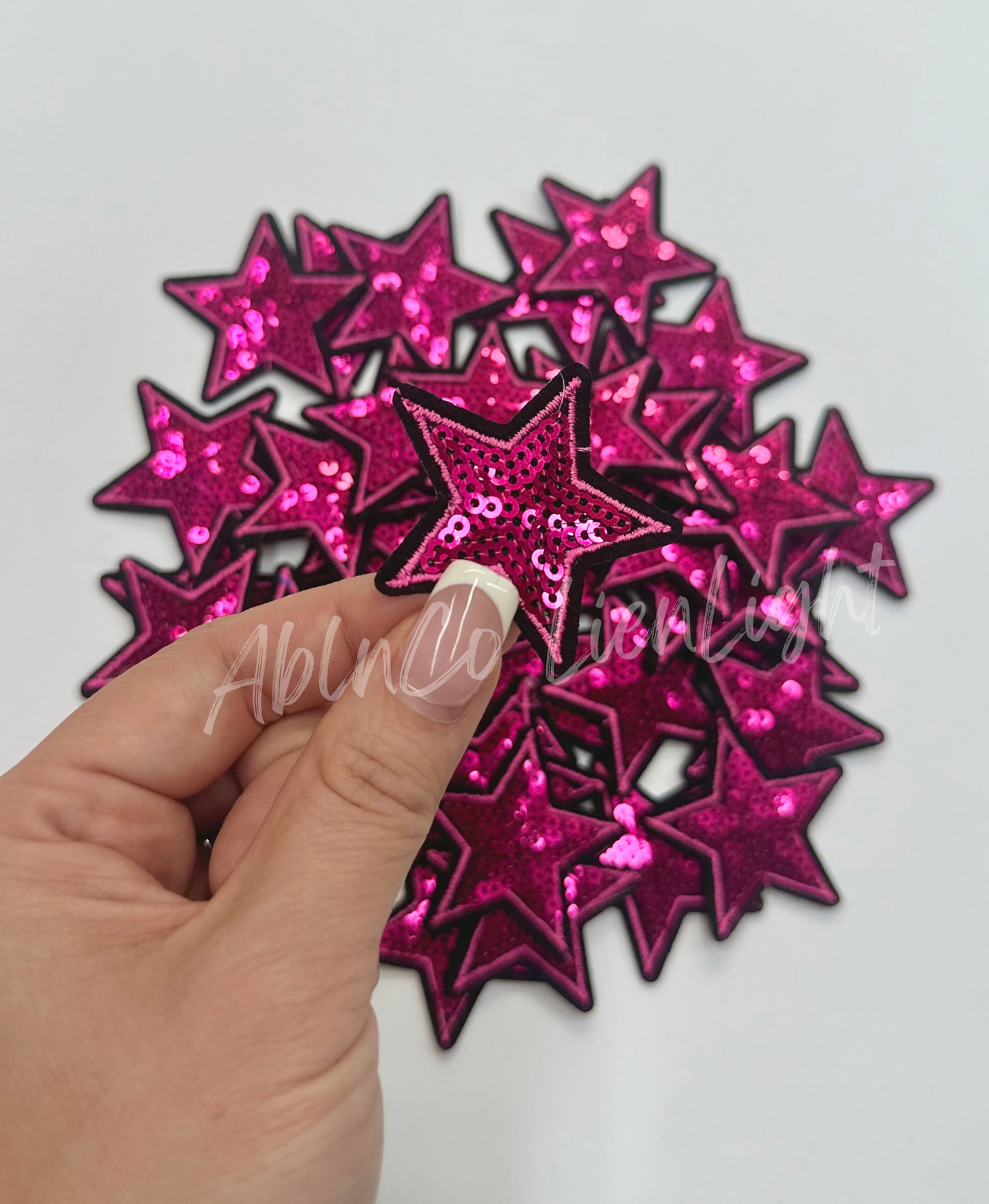 2” Hot Pink Sequin Star Embroidery Patch