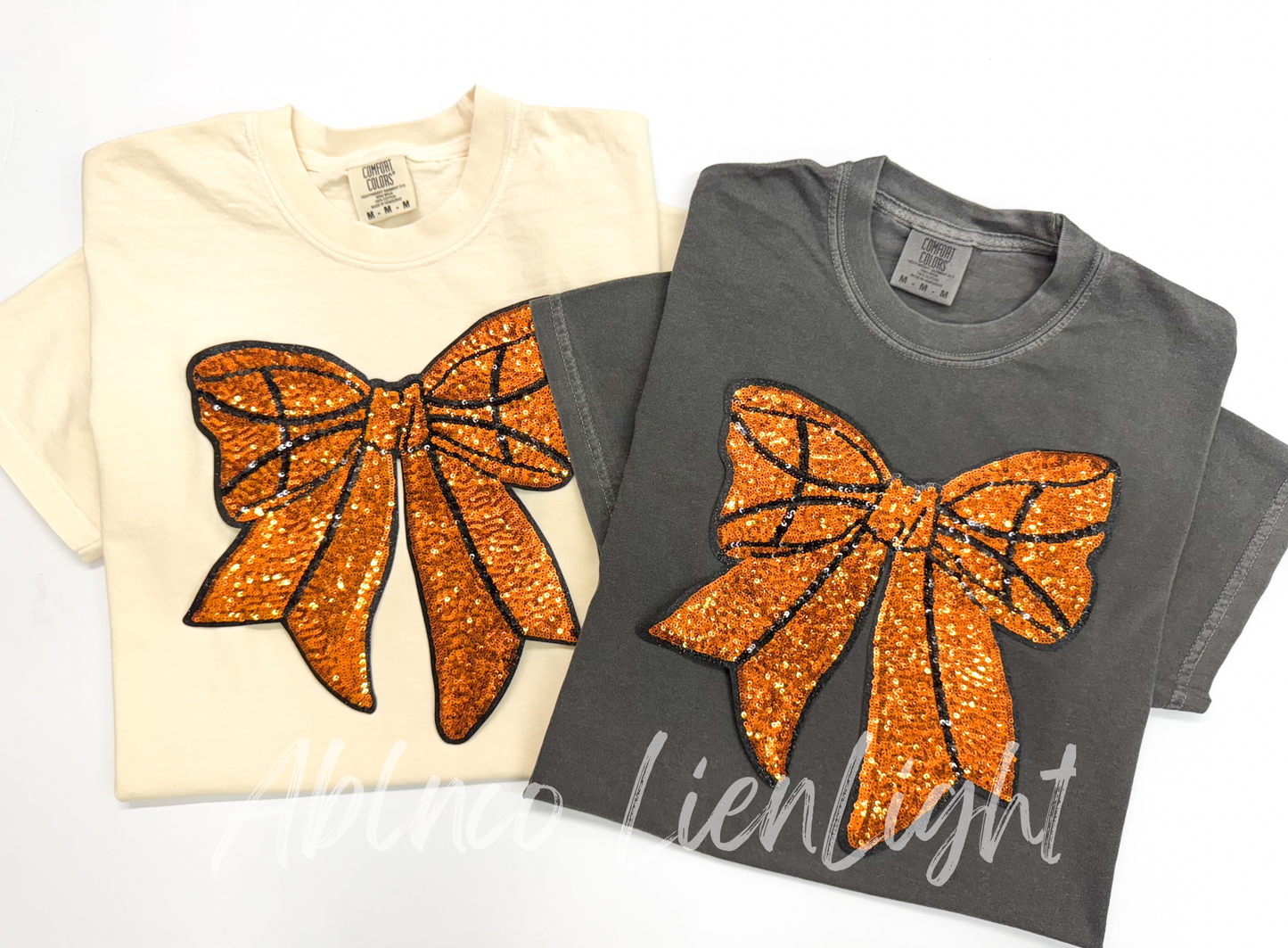 Basketball Bow Patch Sequins Tshirt