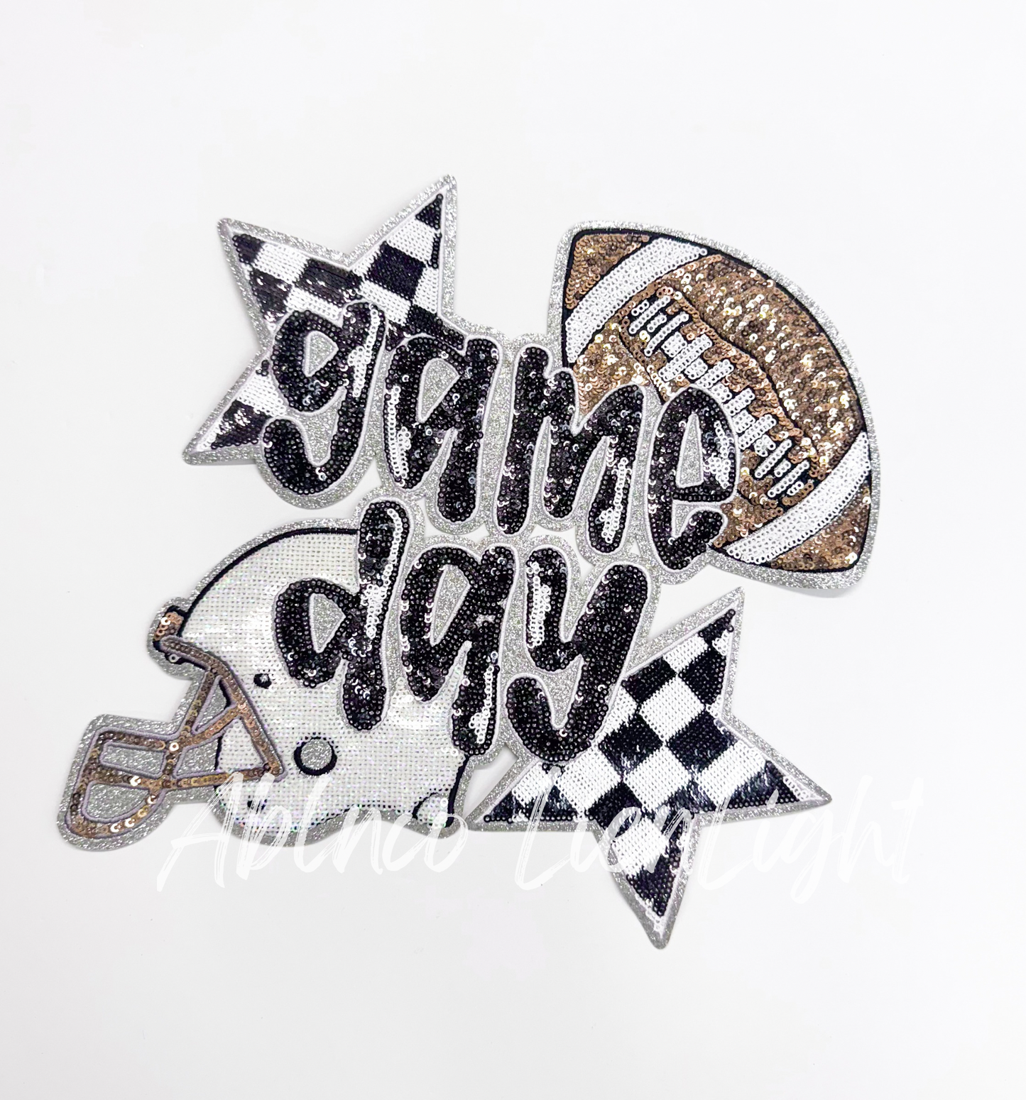 Football Game Day Checkered Star Sequin Patch