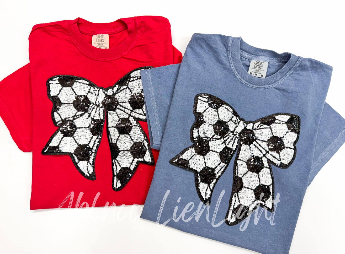 Soccer Bow Patch Sequins Tshirt