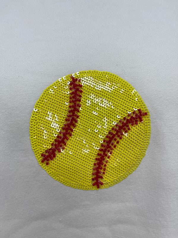 Softball Beadtubes Sequins White Sweatshirt