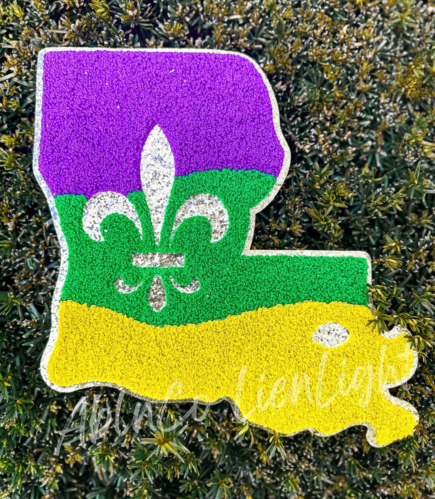 Mardi Gras Large Louisana State Chenille Patch