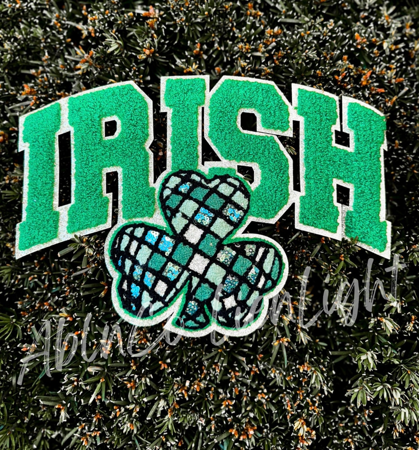 Irish Clover St Patricks Day Sequins Chenille Patch