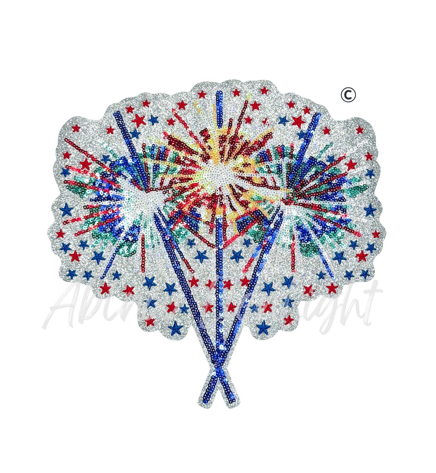 Red White Blue 4th of July Sparklers Sequin Patch - Large