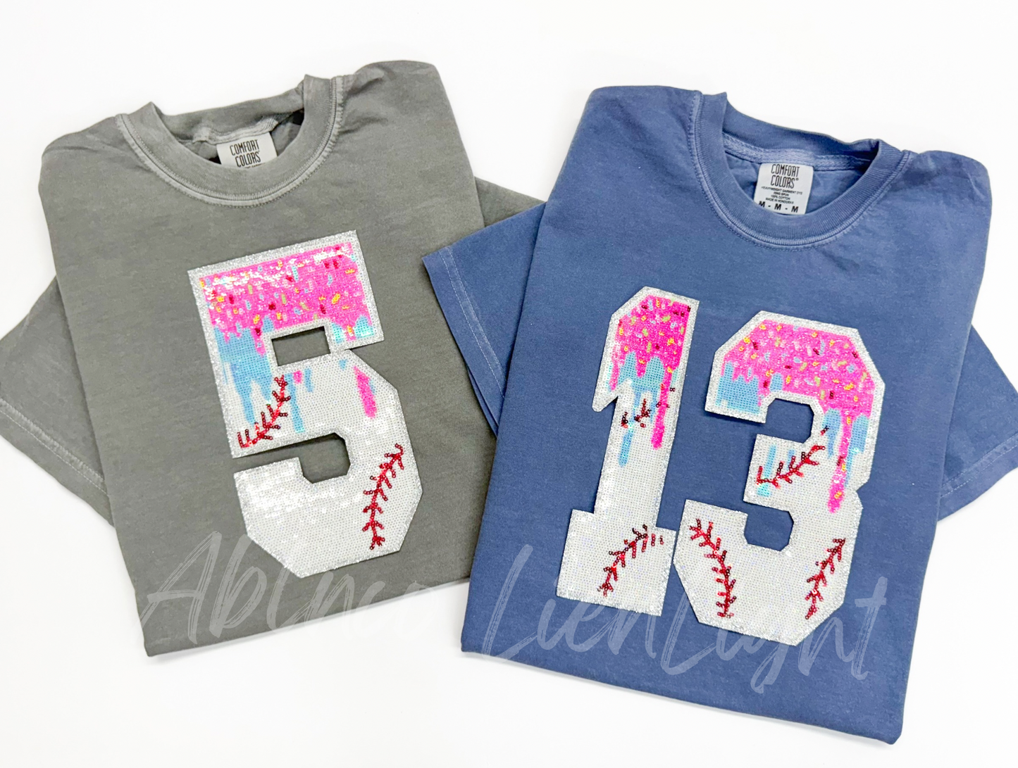 Sequin Baseball Drip Ice Cream Number Game Day Tshirt