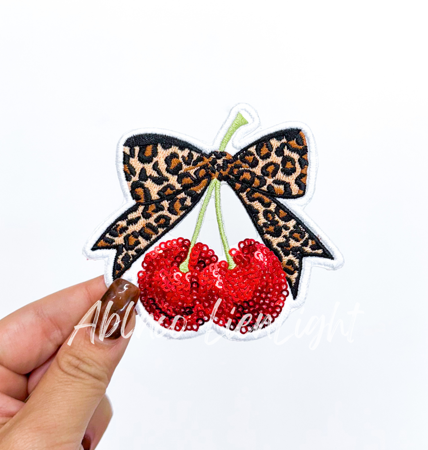 Cheetah Print Cherries Retro Western Sequin Patch