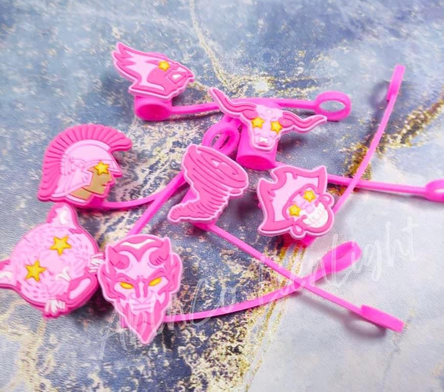 Preppy Pink Mascot™ Pirate Tumbler Straw Topper Cap