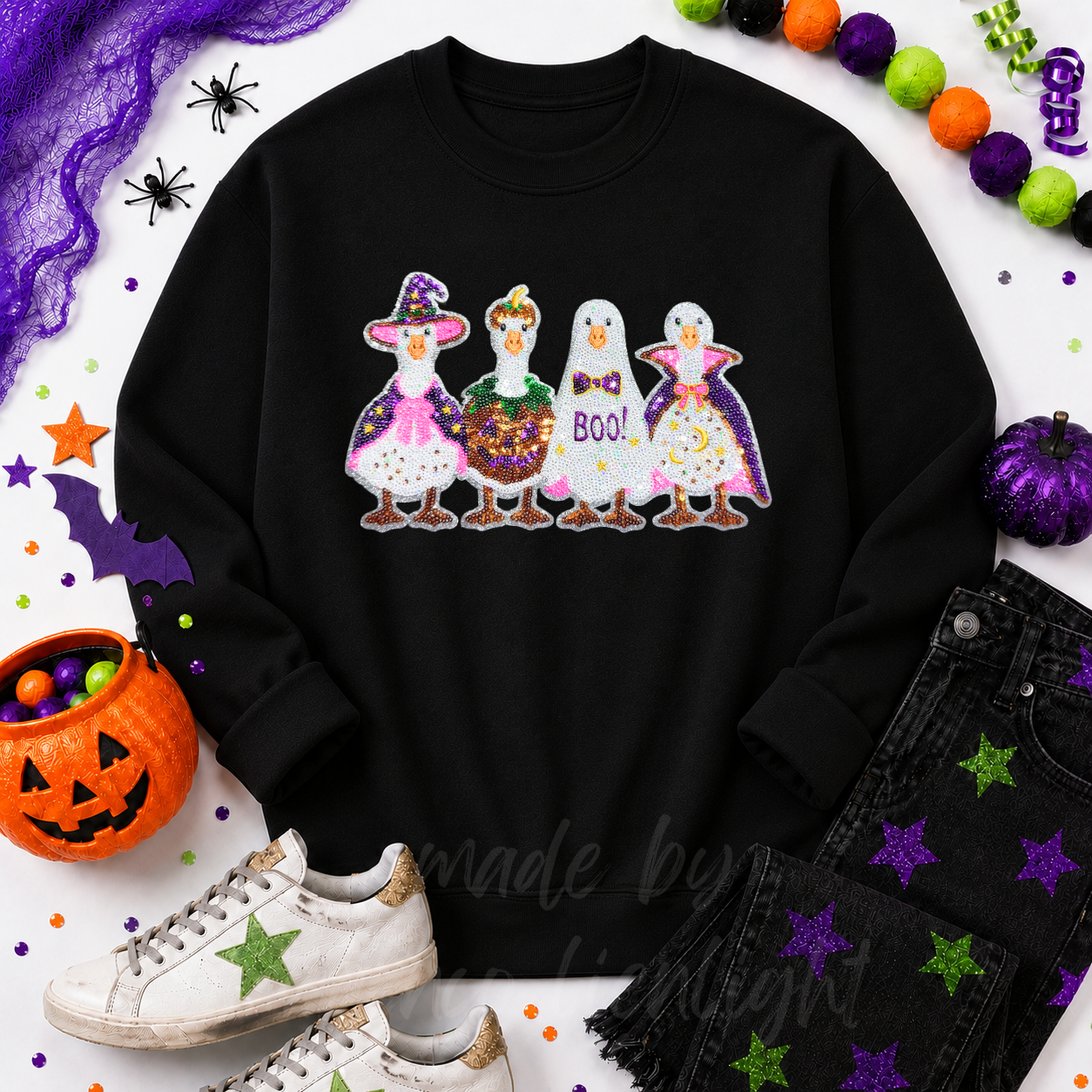 Silly Goose Halloween Sequin Patch Sweatshirt