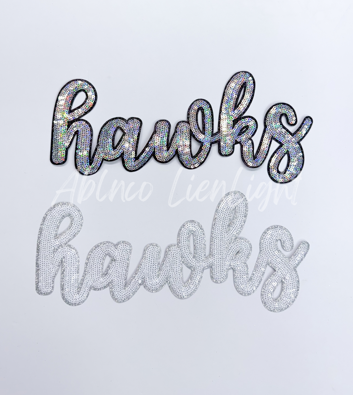 Hawks Cursive Letter Mascot Gameday Sequins Patch