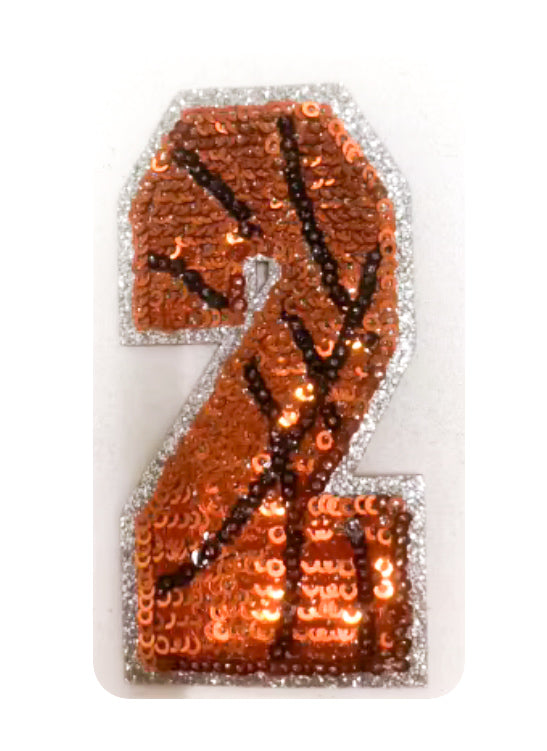 Basketball Sequin Numbers Patch - Small