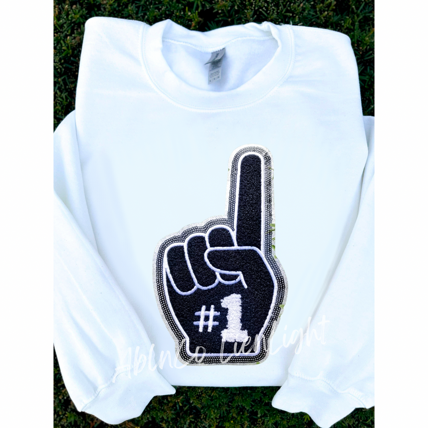 Game Day Black Foam Finger Chenille Patch