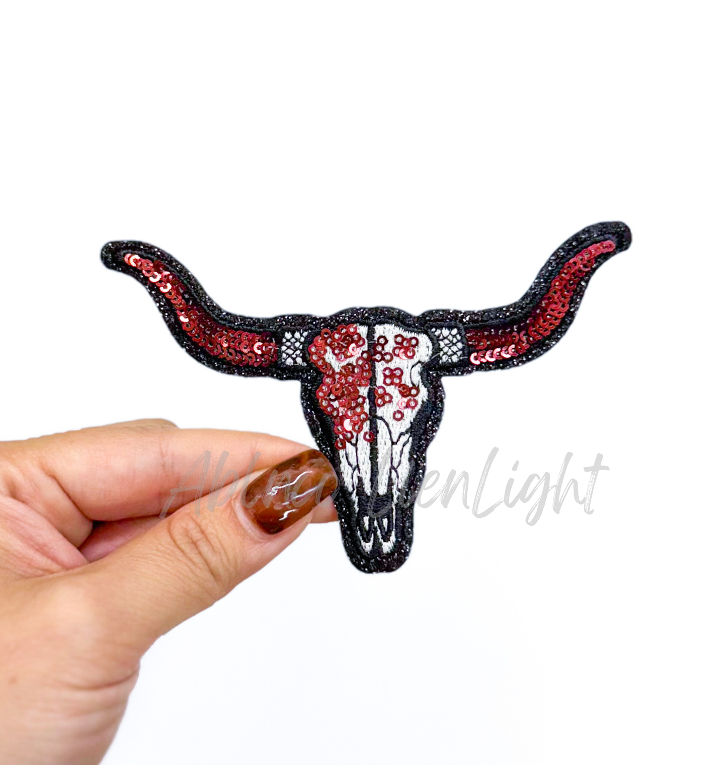 Sequin Longhorn Skull Retro Western Patch