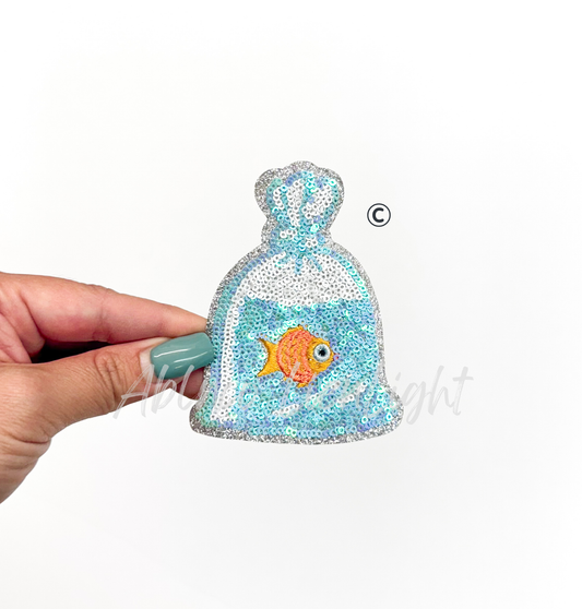 Preppy Pink Glitter Fair Goldfish ©️ Sequin Patch