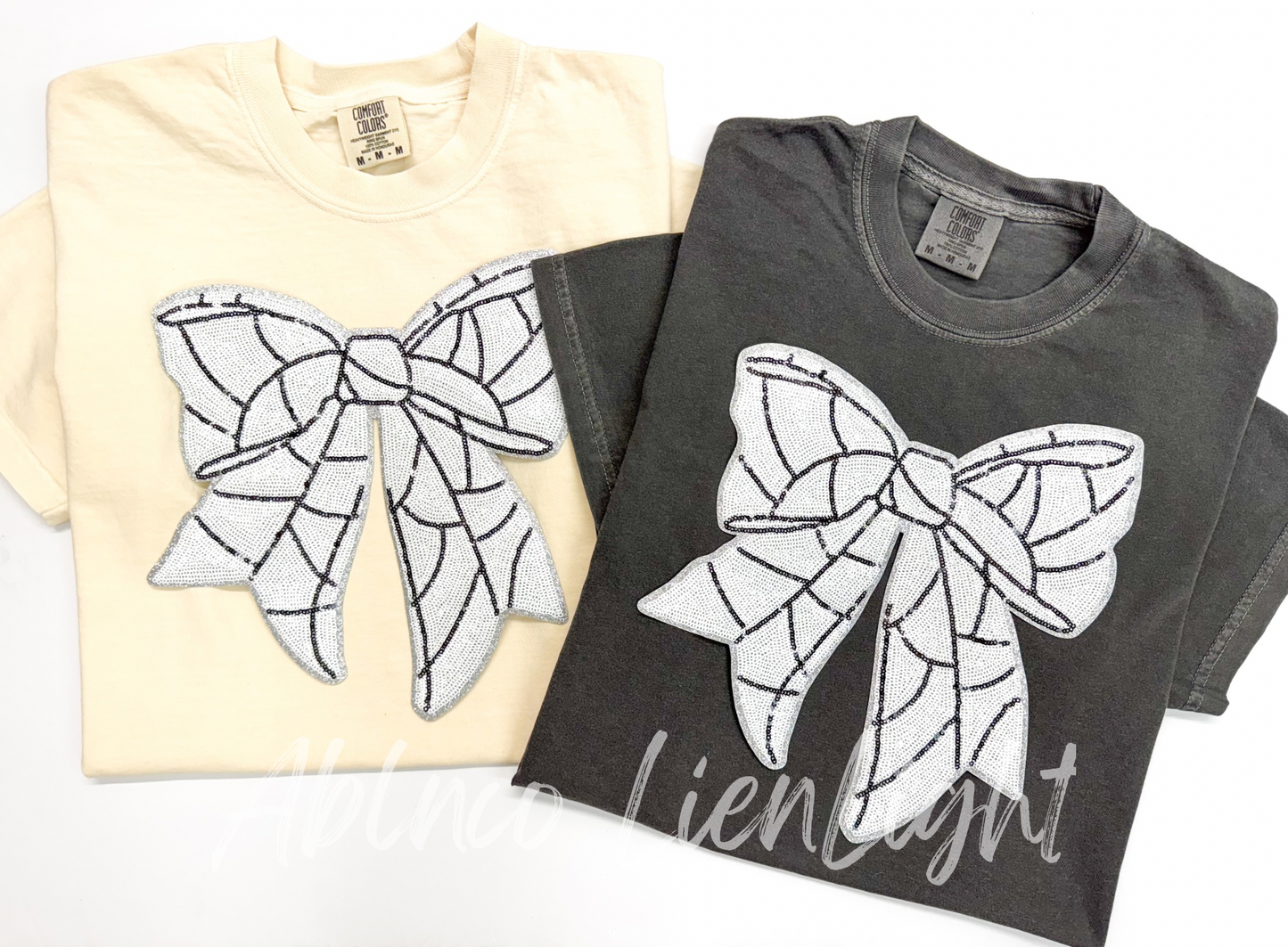 Volleyball Bow Patch Sequins Tshirt
