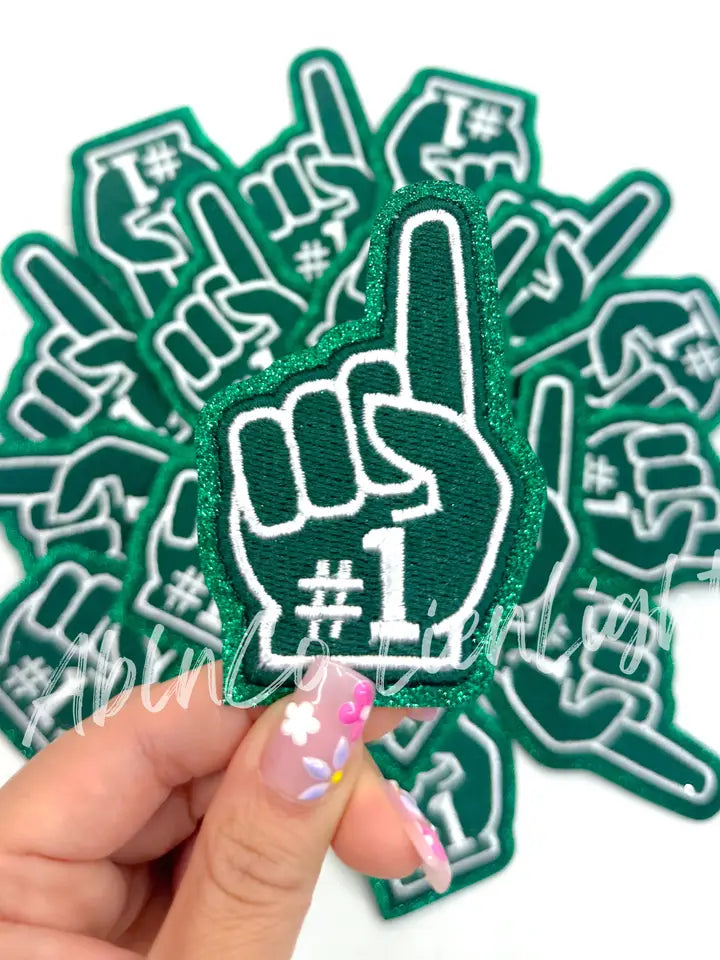 Green Foam Finger Embroidery Patch
