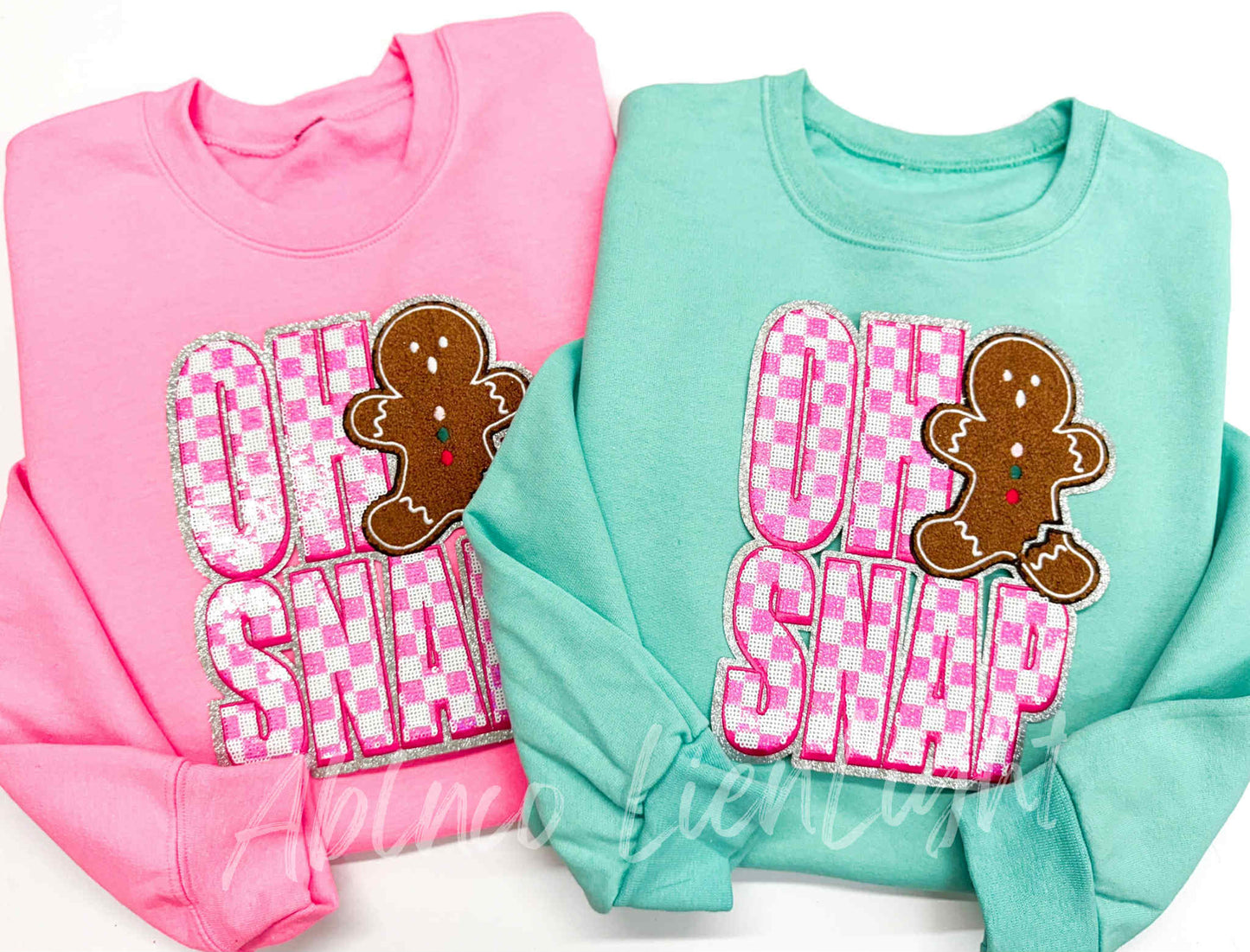 Oh Snap Gingerbread Sequins Christmas Patch Sweatshirt