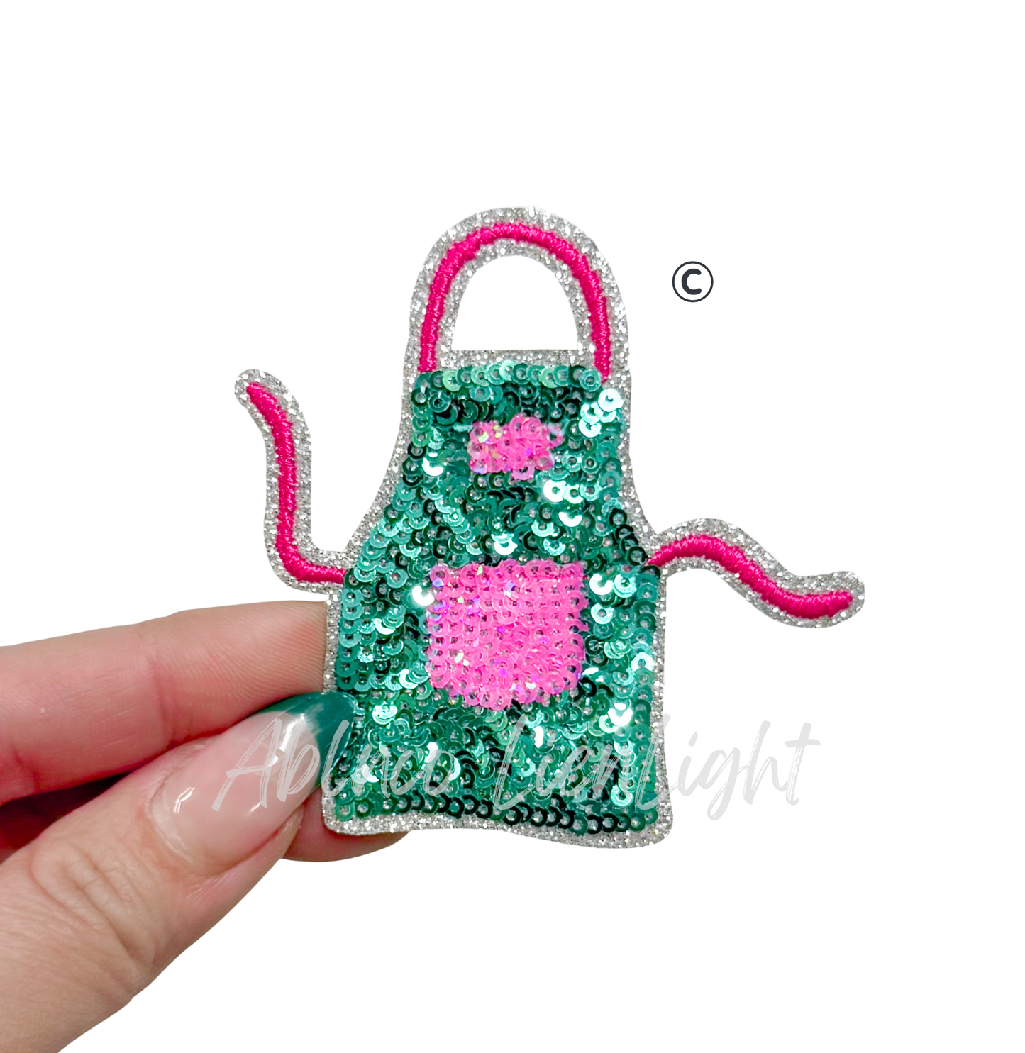 Pink Turquoise Apron Baking Sequin Patch