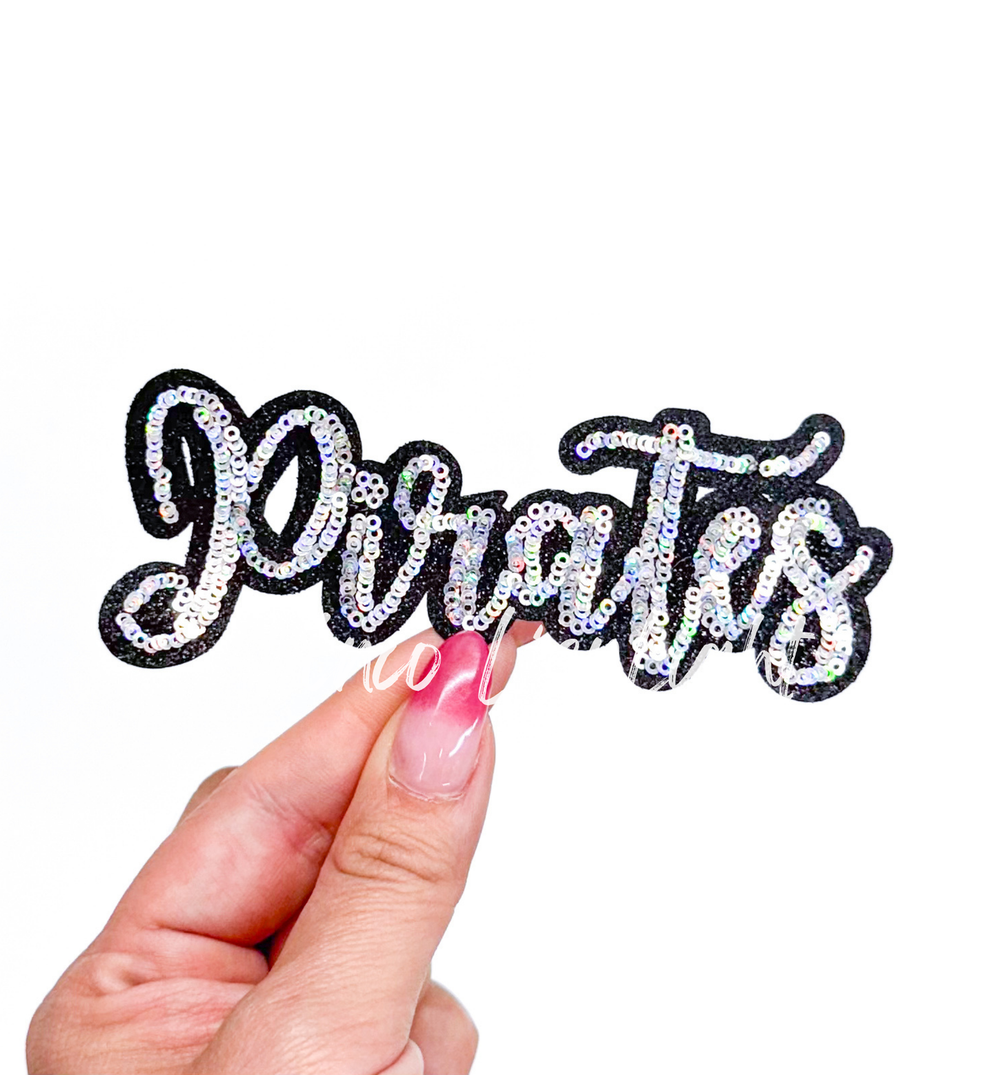 Pirates Mascot Script Letter Sequin Patch - Small
