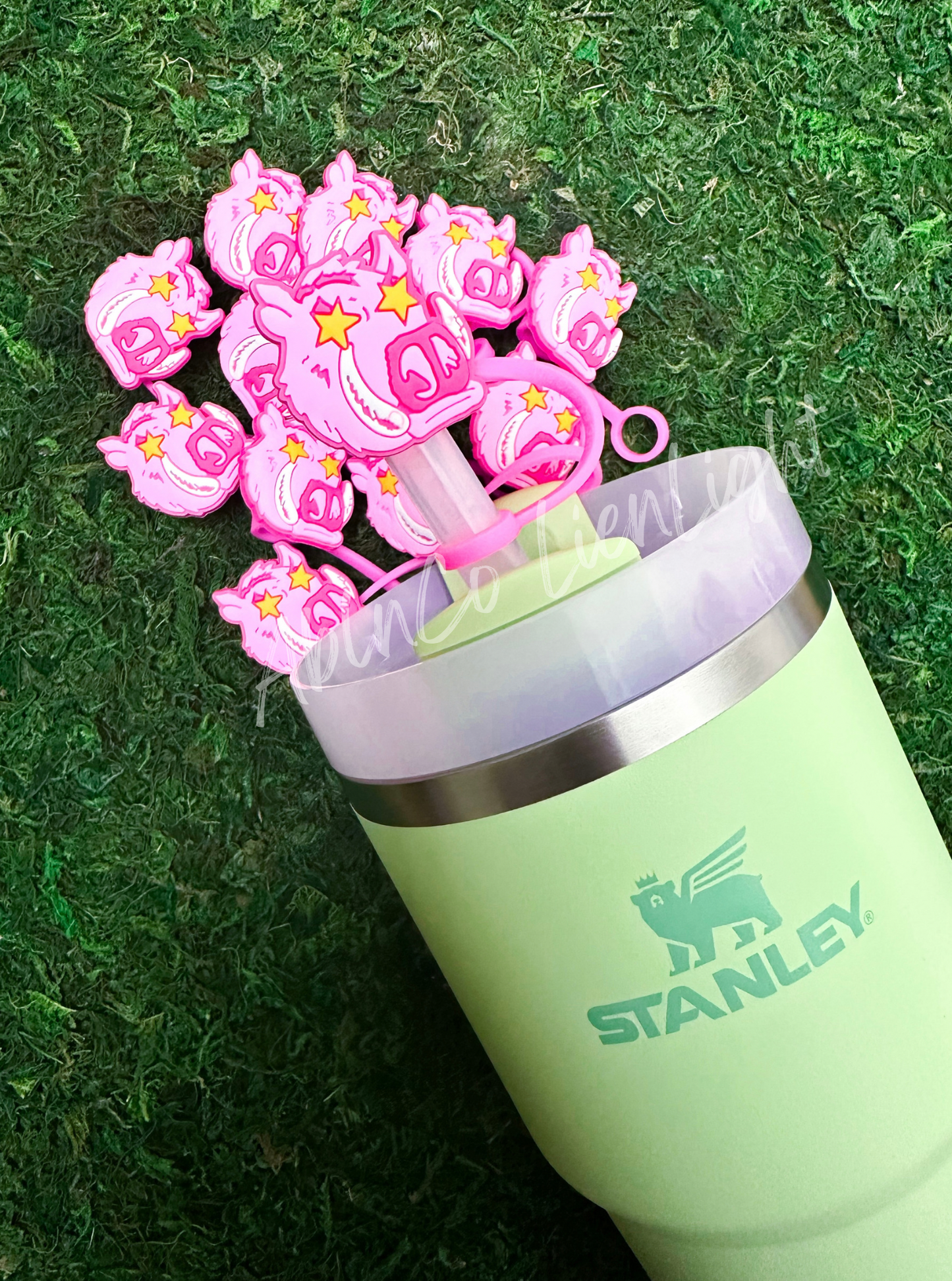 Preppy Pink Mascot™ Razorback Hog Tumbler Straw Topper Cap