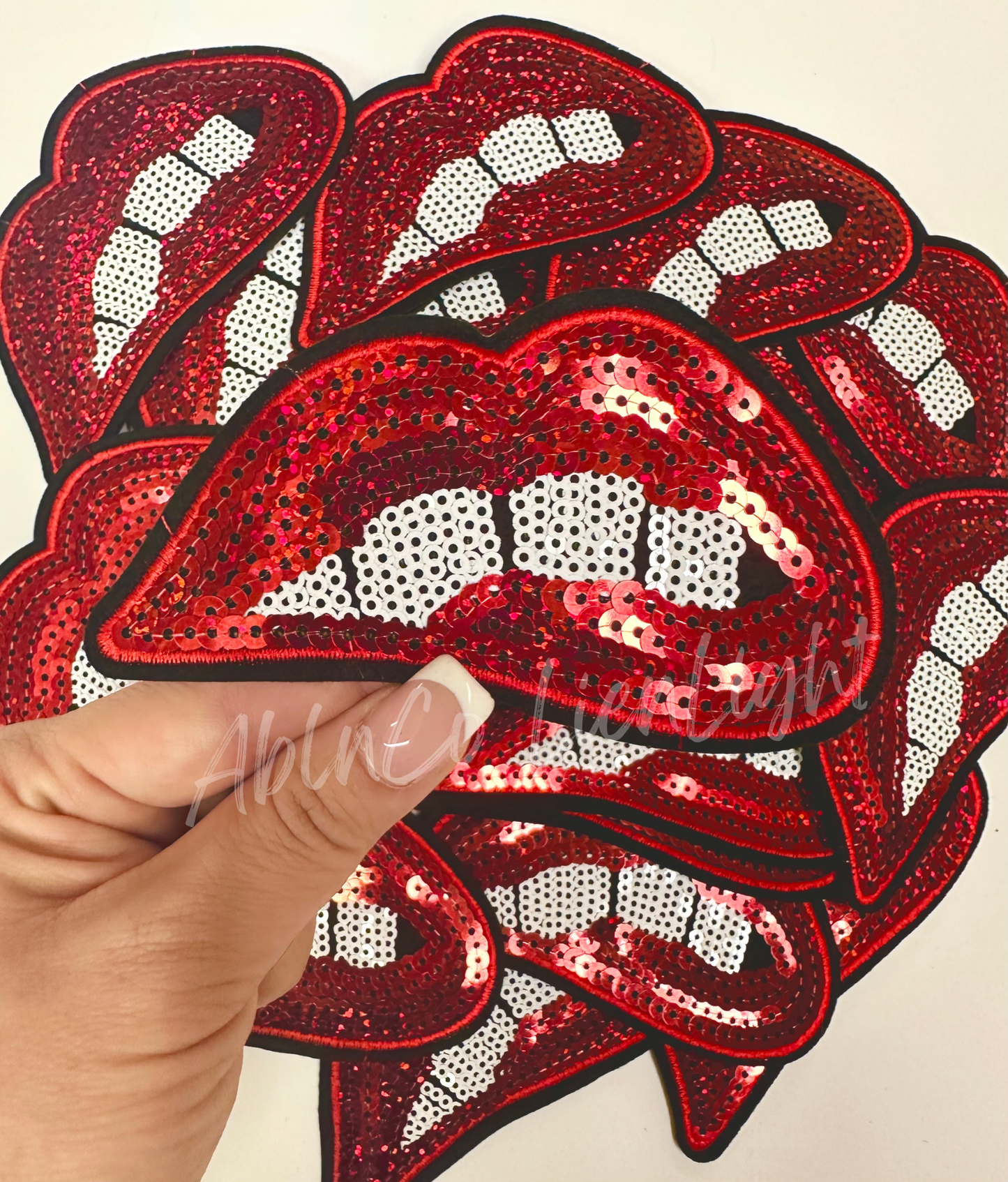 Red Lips Sequins Patch