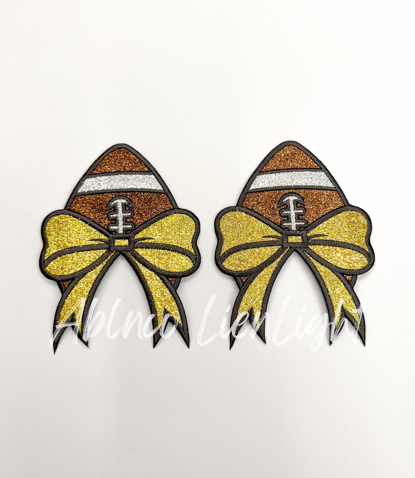 Football Glitter Embroidery Side Bows Patch