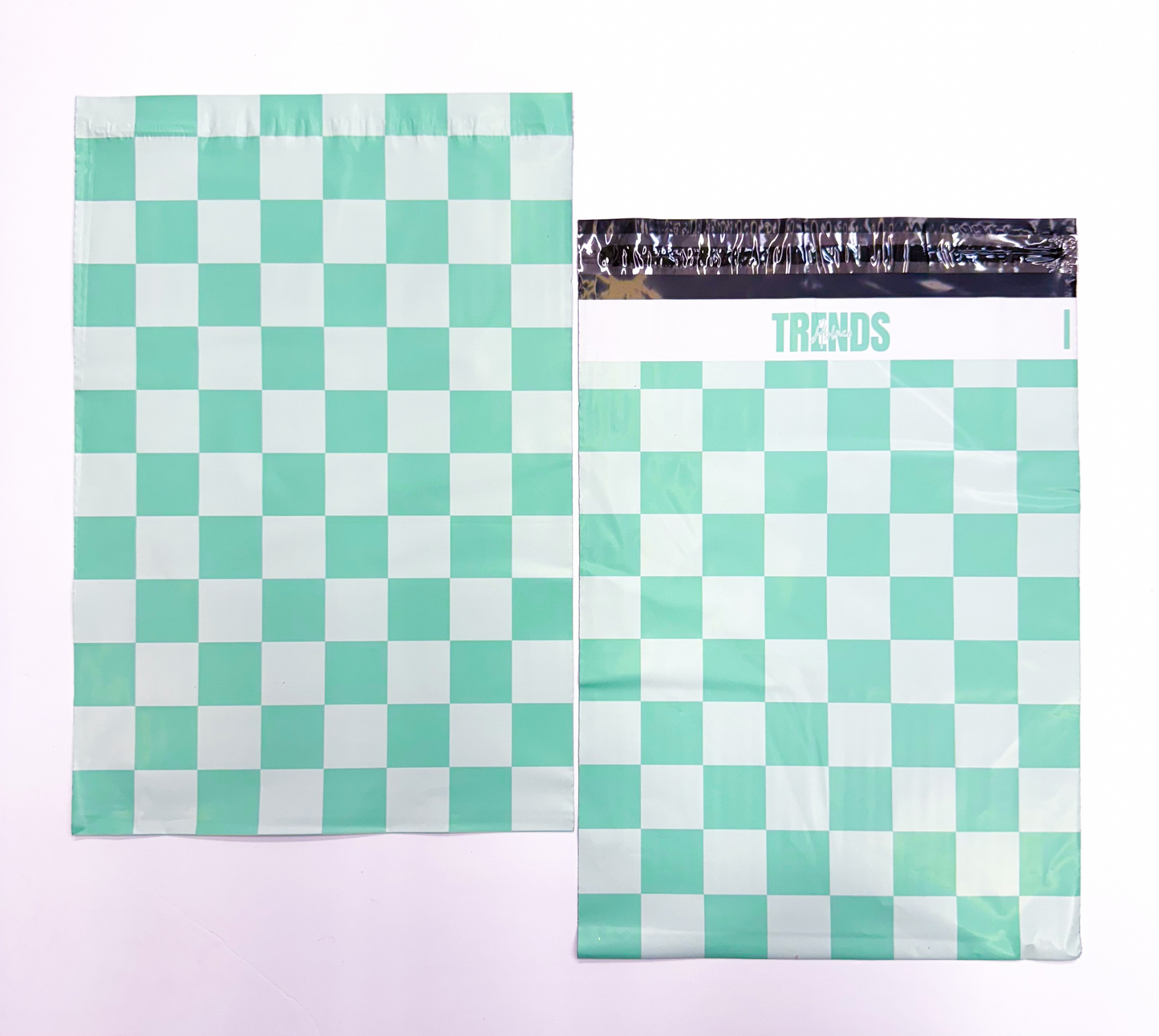 Teal Checkered Poly Mailers