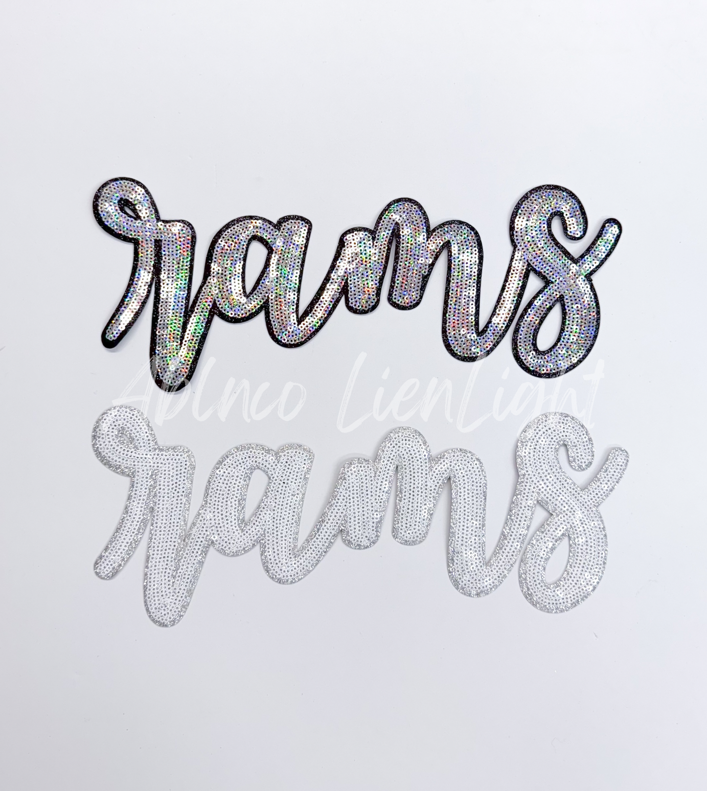 Rams Cursive Letter Mascot Gameday Sequins Patch