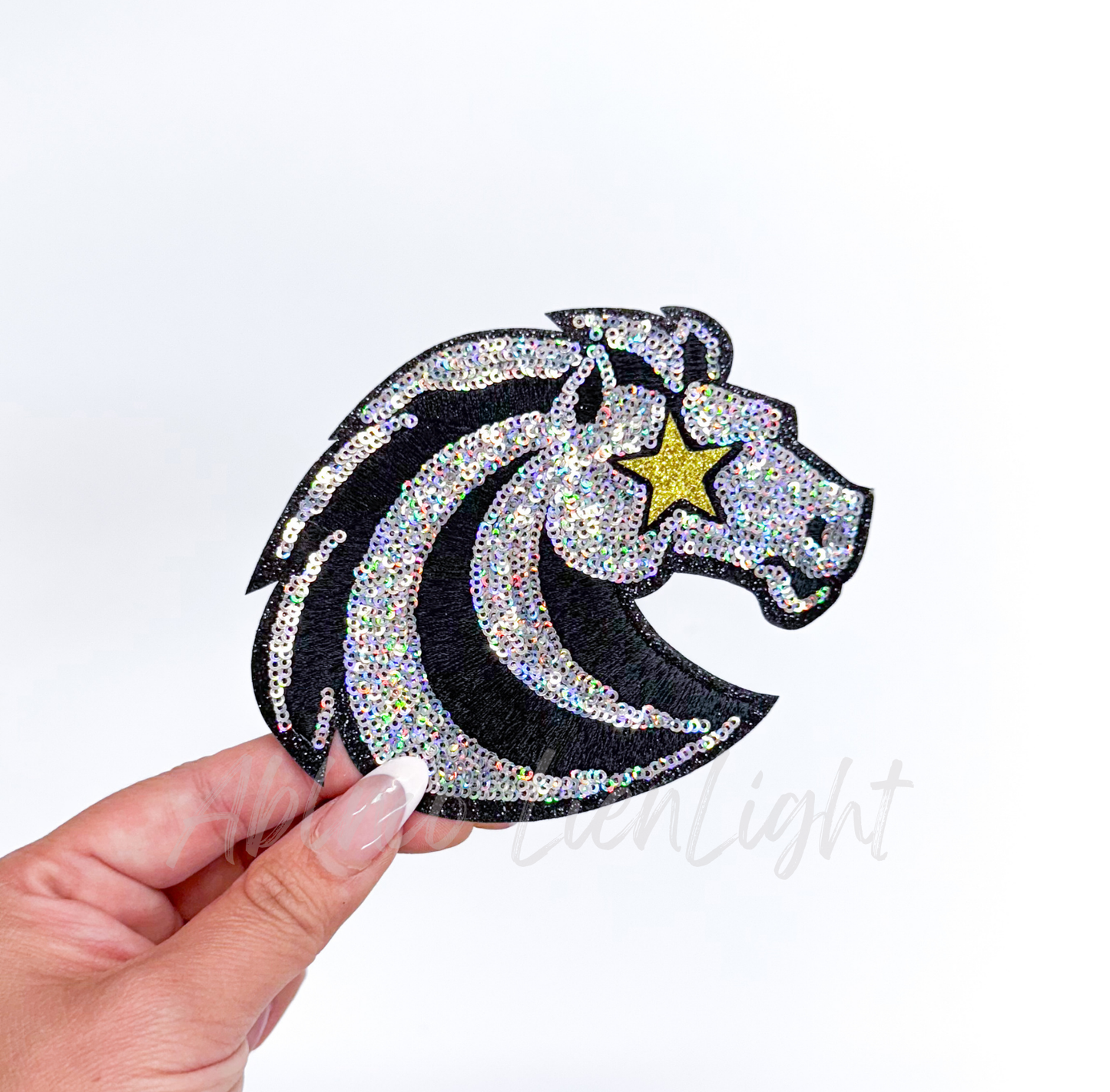 Mustang Horse Mascot Gameday Sequin Patch - Small