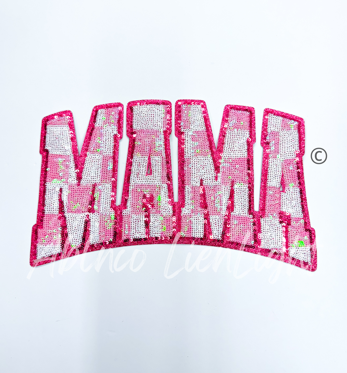 Big Light Pink Checkered Mama Sequins Patch