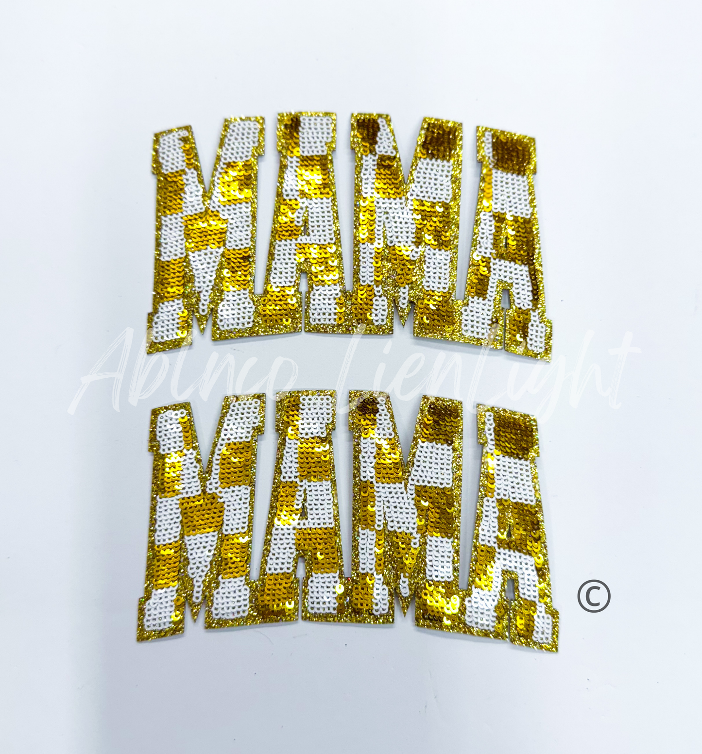 Small Gold Checkered Mama Sequins Patch