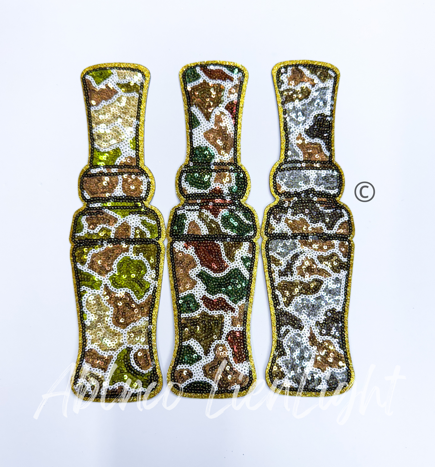 Camo Hunting Duck Call Sequin Patch - Large