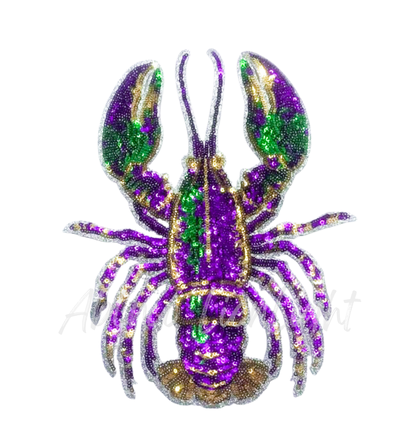 Mardi Gras Colorful Crawfish Sequins Patch - Large