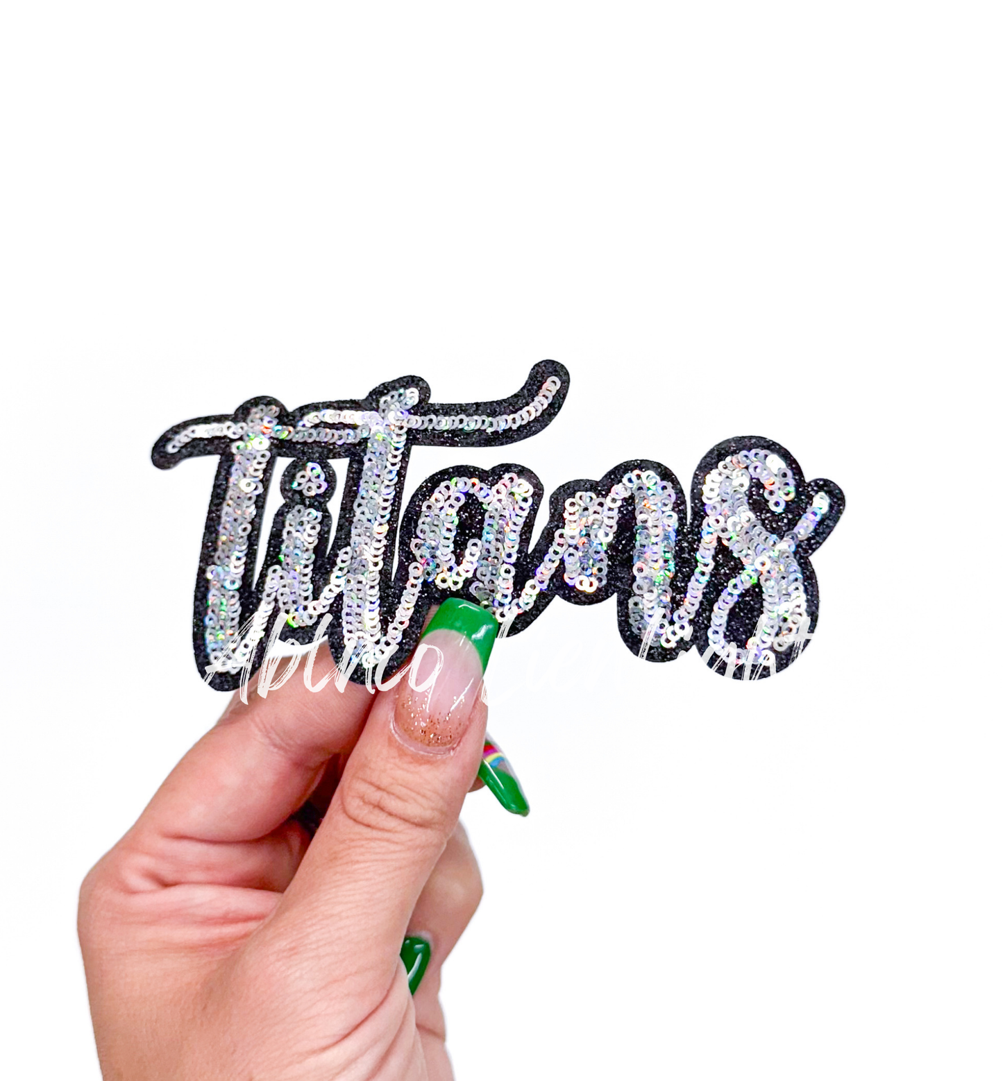 Titans Mascot Script Letter Sequin Patch - Small