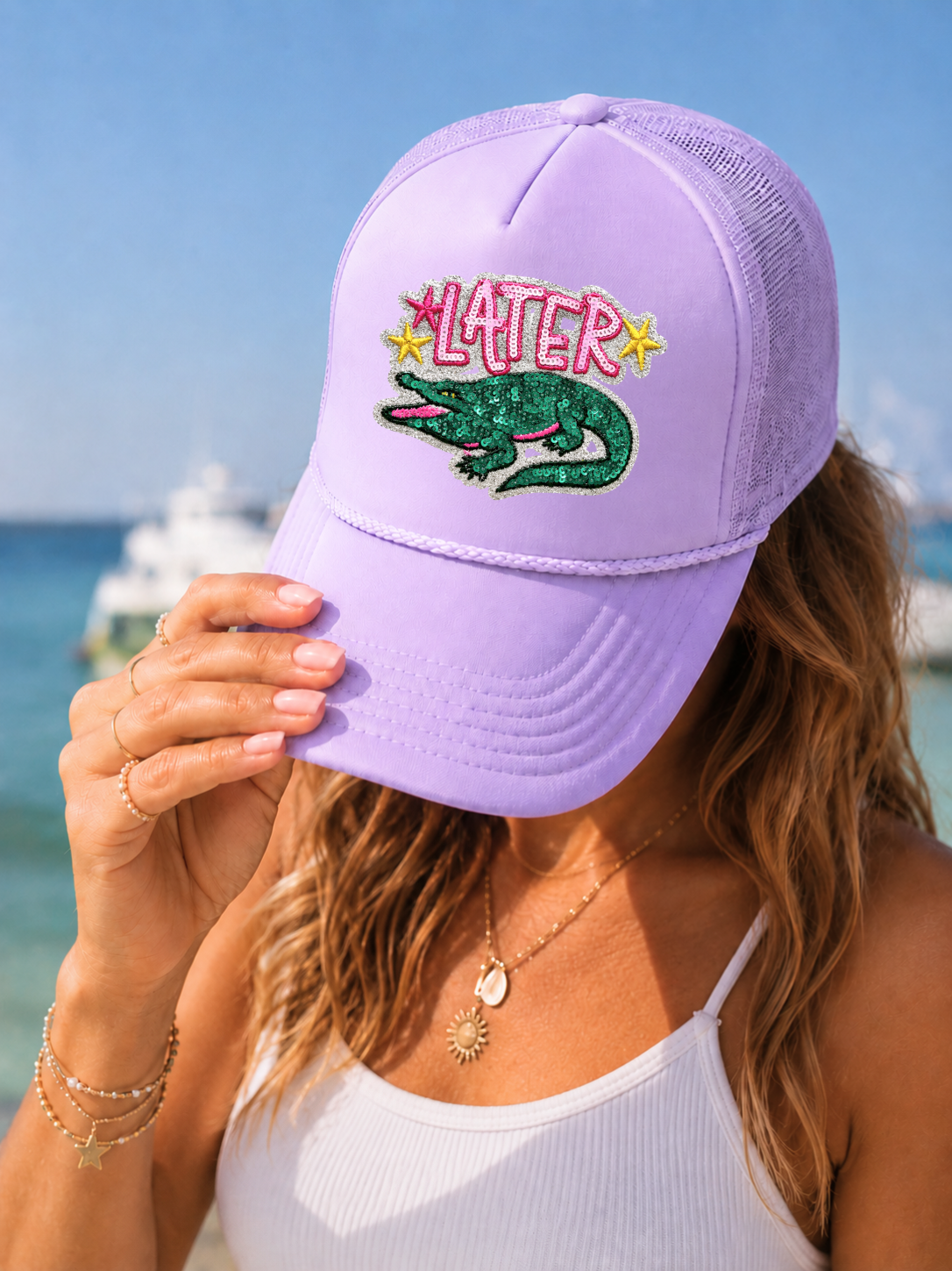 Later Gator Summer Sequin Embroidery Patch - Small