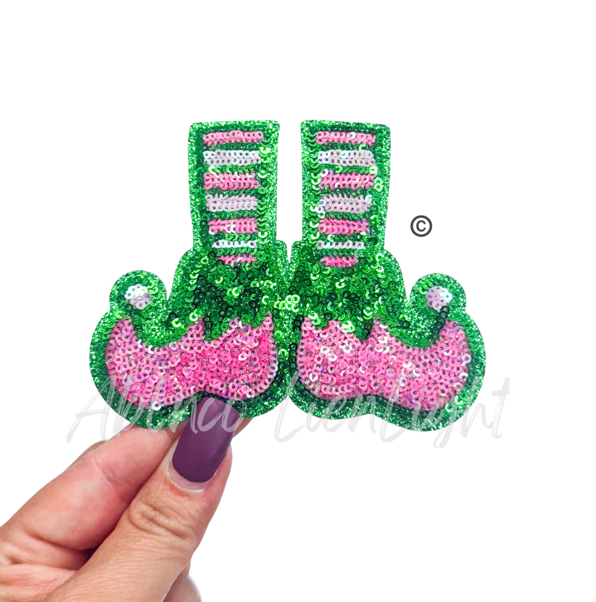 Preppy Pink Elf Shoes Legs Sequins Christmas Patch-SMALL