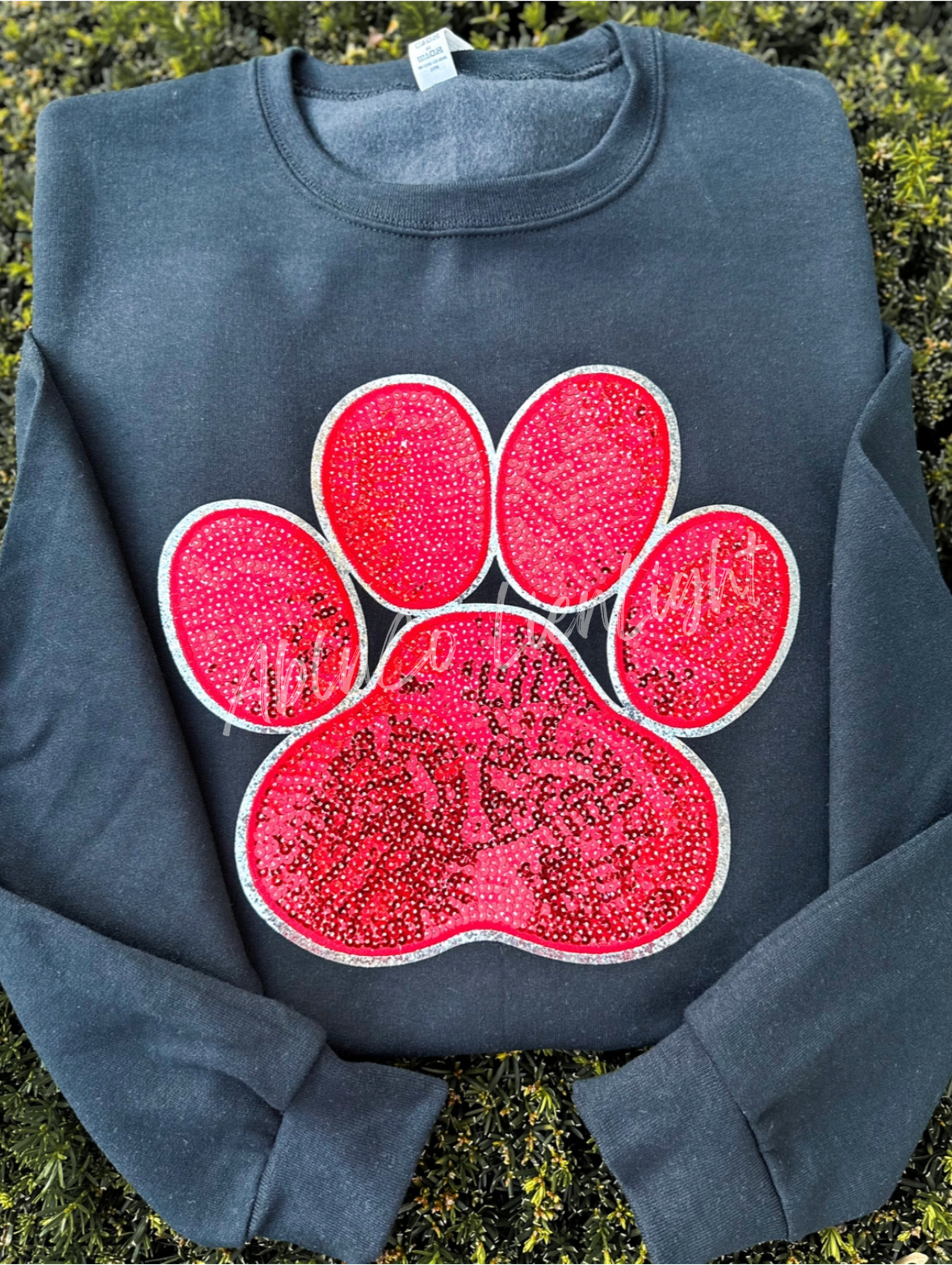 Big Red Sequin Paw Print Patch