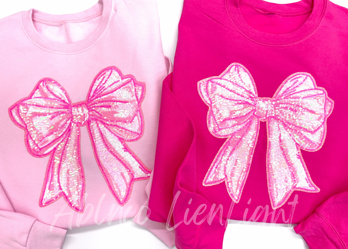 Sequins Pink Bow Valentines Day Patch Sweatshirt
