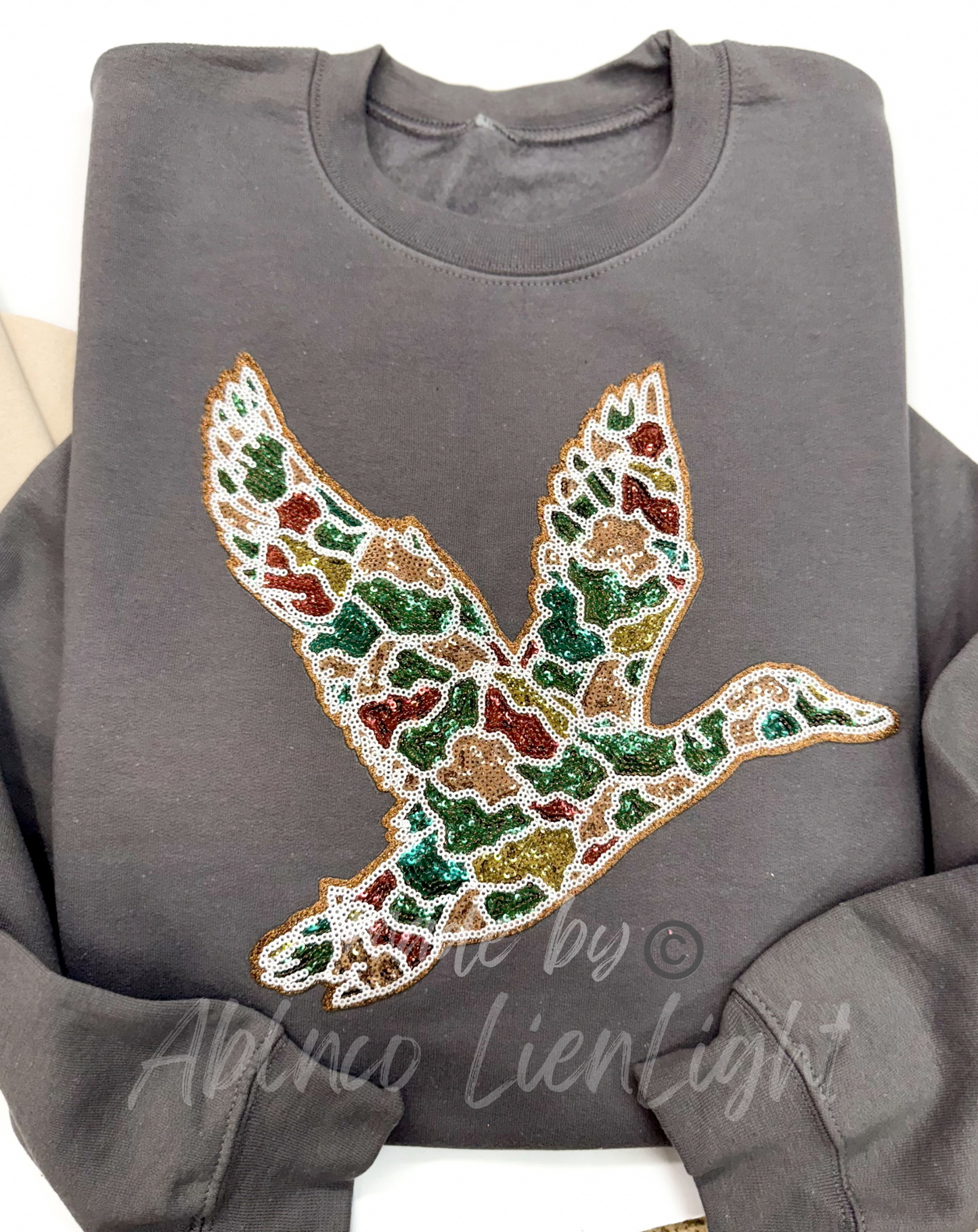 Camo Mallard Duck Hunting Sequin Patch Sweatshirt
