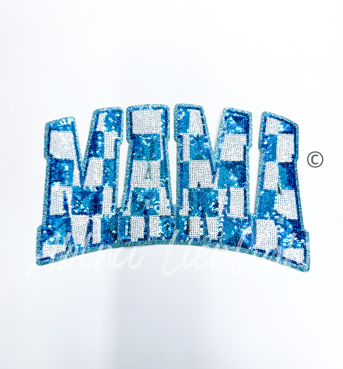 Big Blue Checkered Mama Sequins Patch