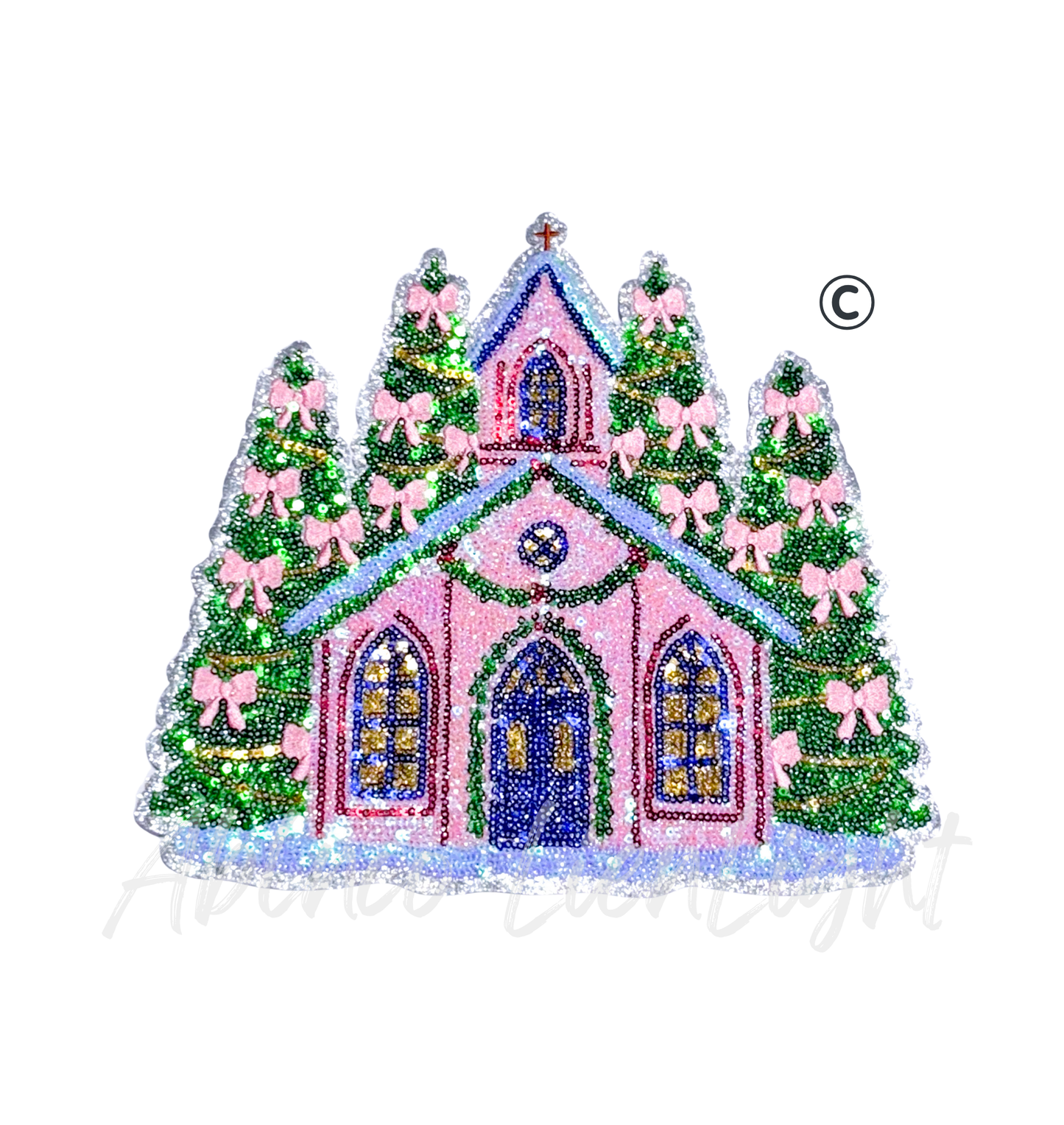 Sequins Pink Church Valentines Day Patch - Large
