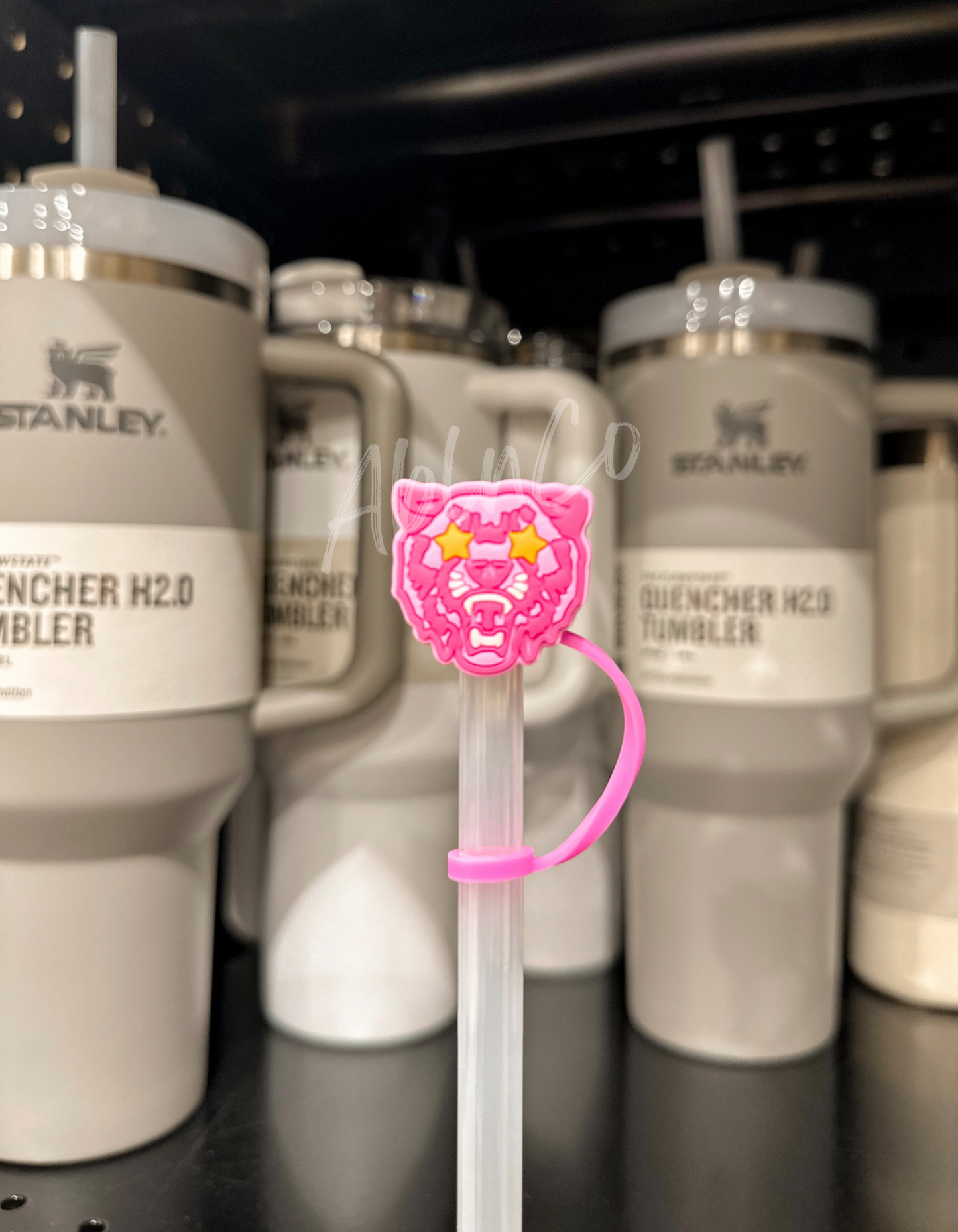 Preppy Pink Mascot™ Wildcat Tumbler Straw Topper Cap