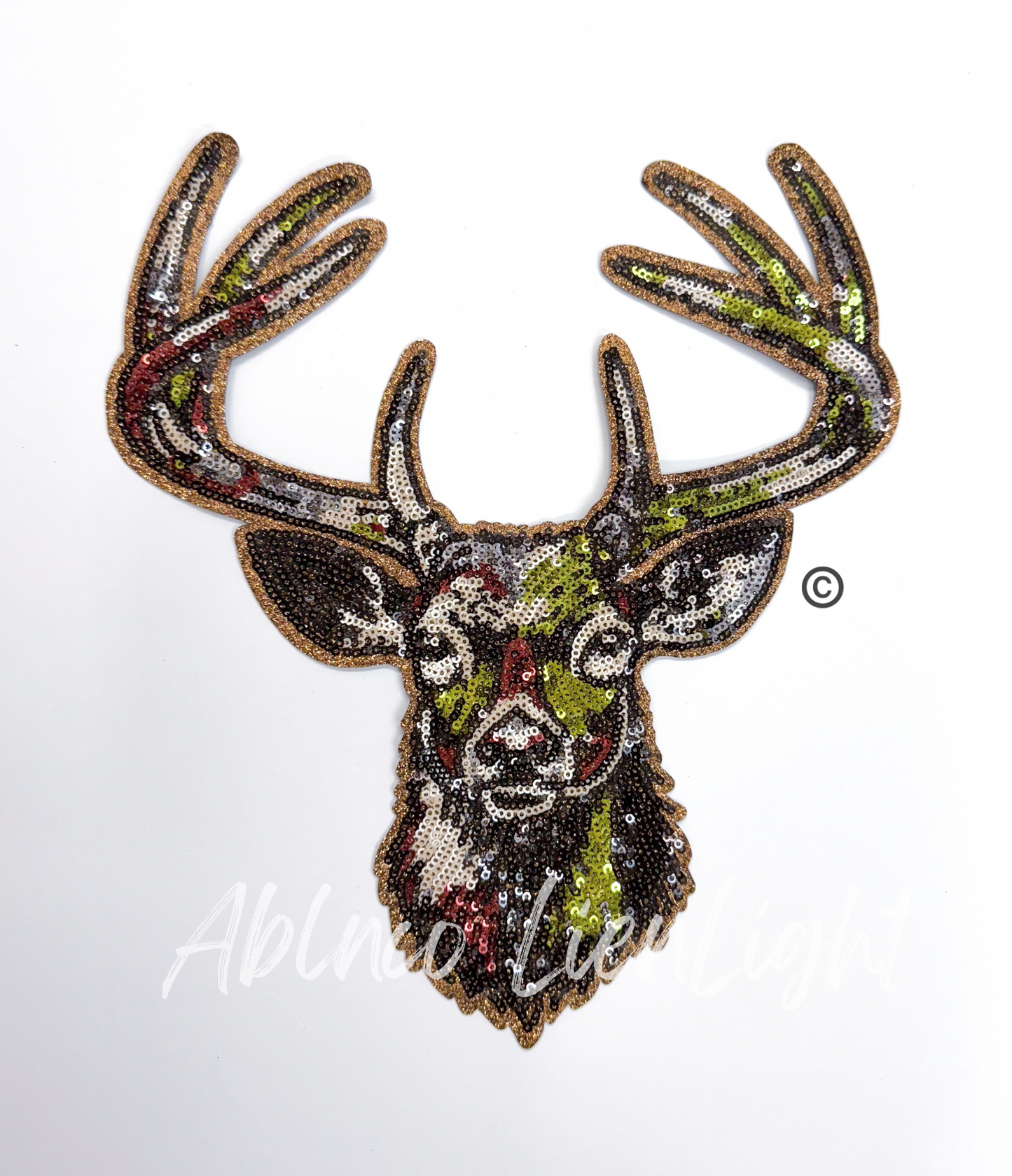Camo Deer Hunting Sequin Patch - Large