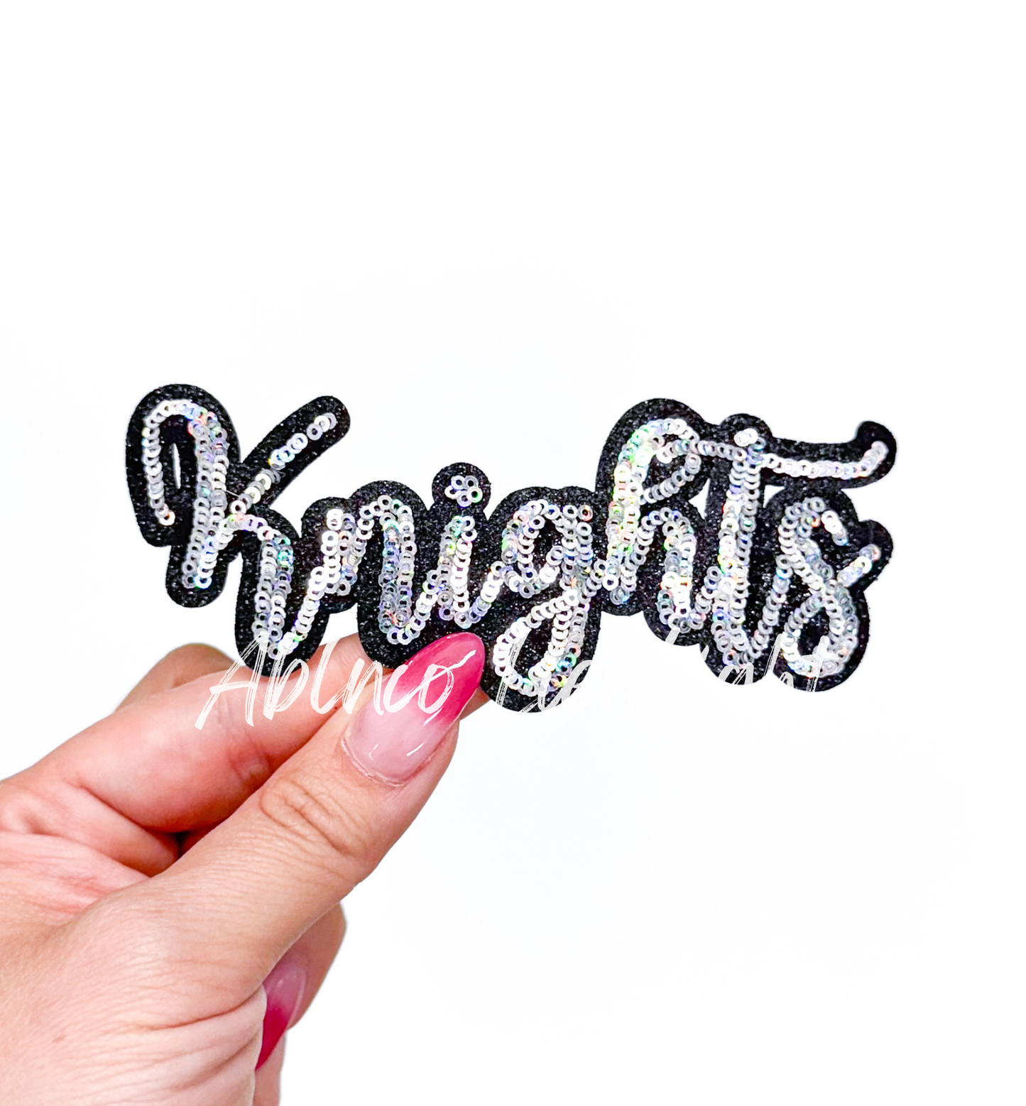 Knights Mascot Script Letter Sequin Patch - Small