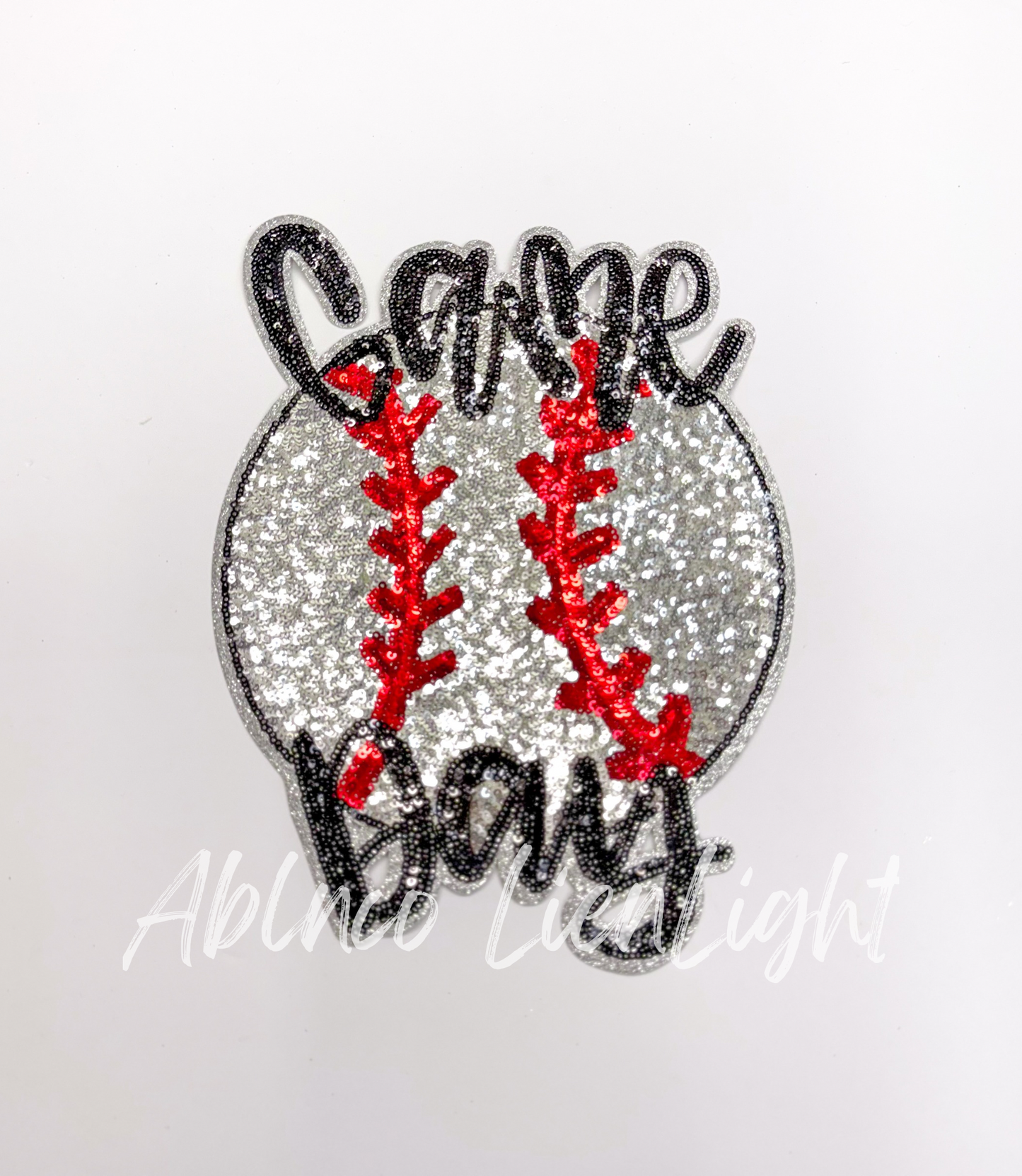Game Day Baseball Embroidery Sequin Patch - Large