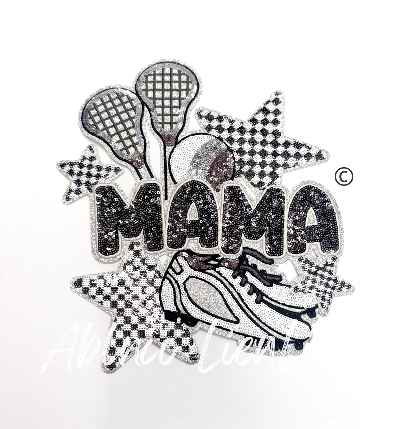 Lacrosse Mama Checkered Star Sequins Patch - Large