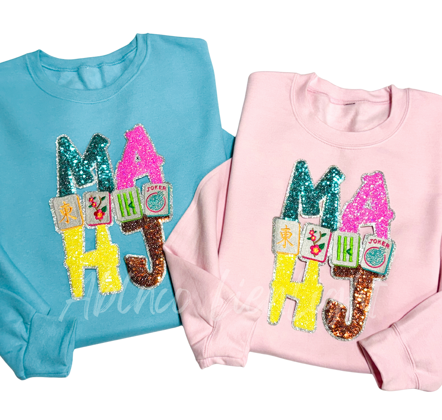 Colorful MAHJ Mahjong Sequins Patch - Large