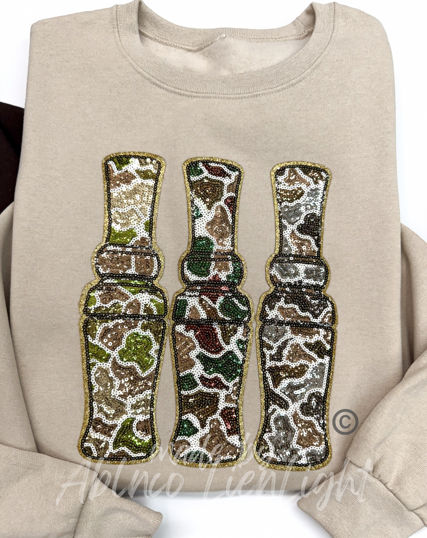 Duck Call Hunting Sequin Patch Sweatshirt