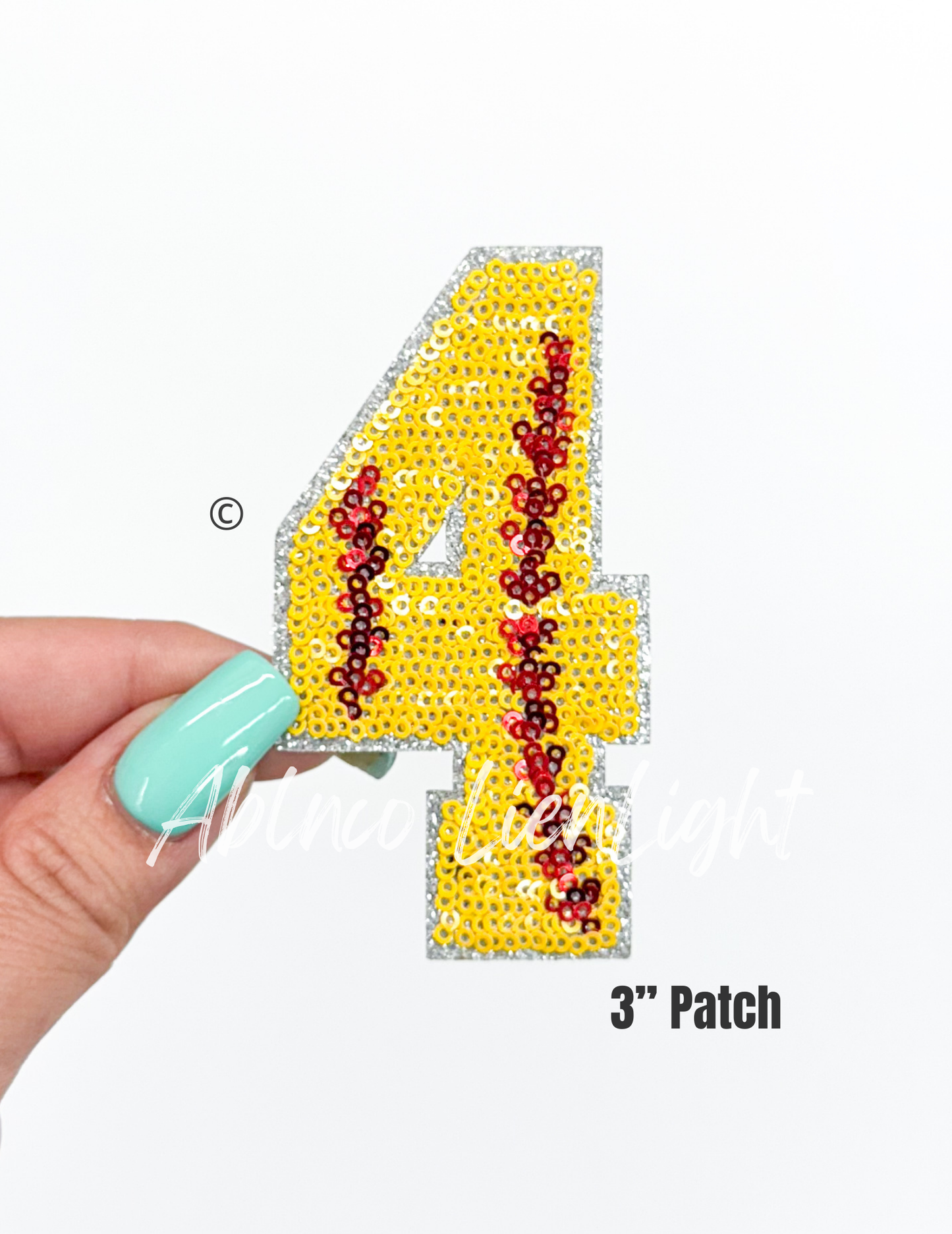 Sequin Softball Numbers Patch - Small